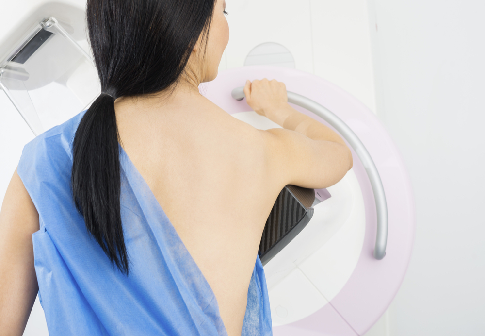 Woman getting a mammogram